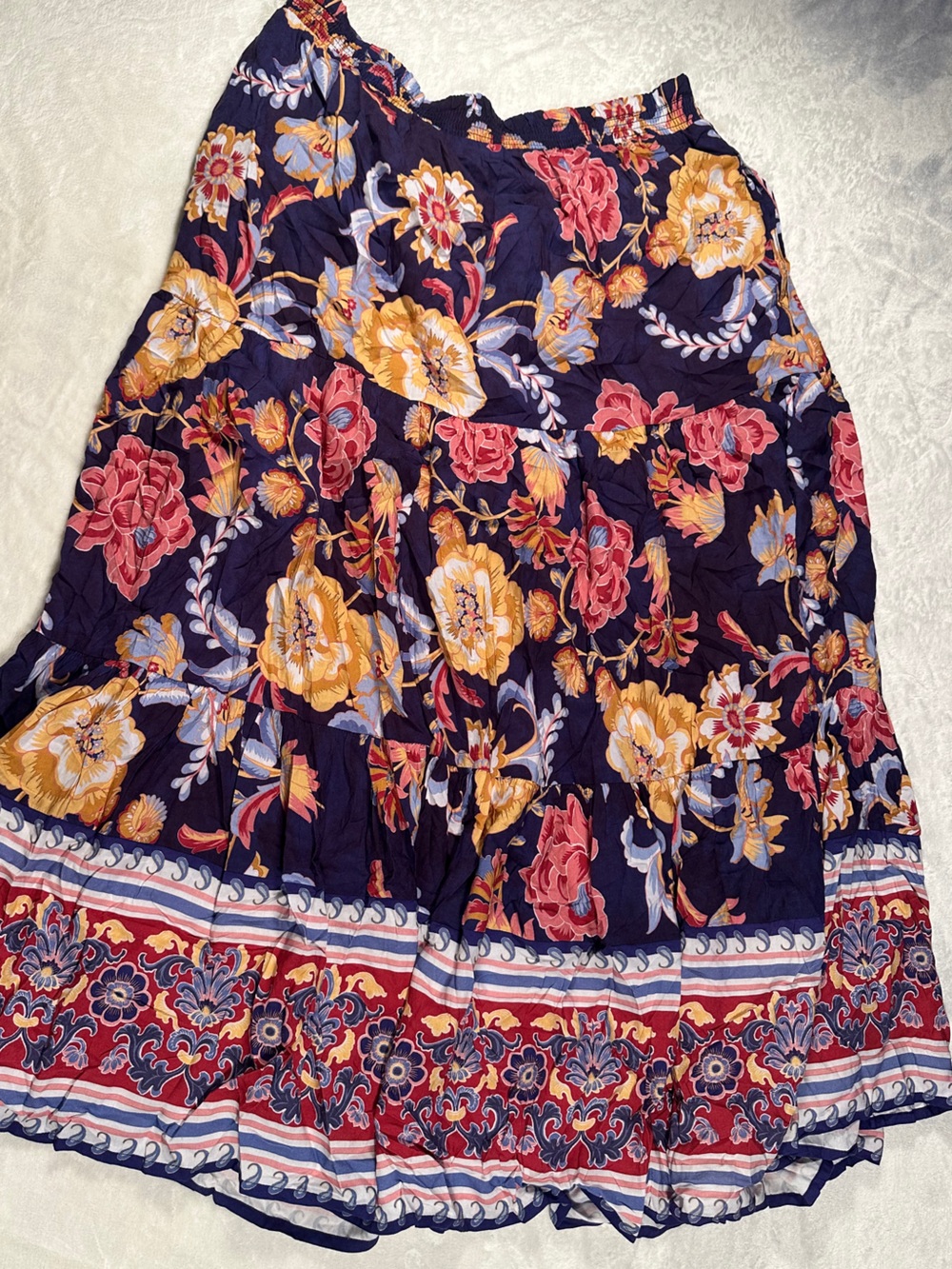 Floral Navy Women's skirt  with Elastic Waist